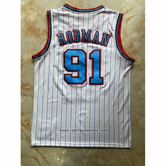 Camiseta Chicago Bulls Dennis Rodman NO 91 Mitchell & Ness 1996-97 Blanco